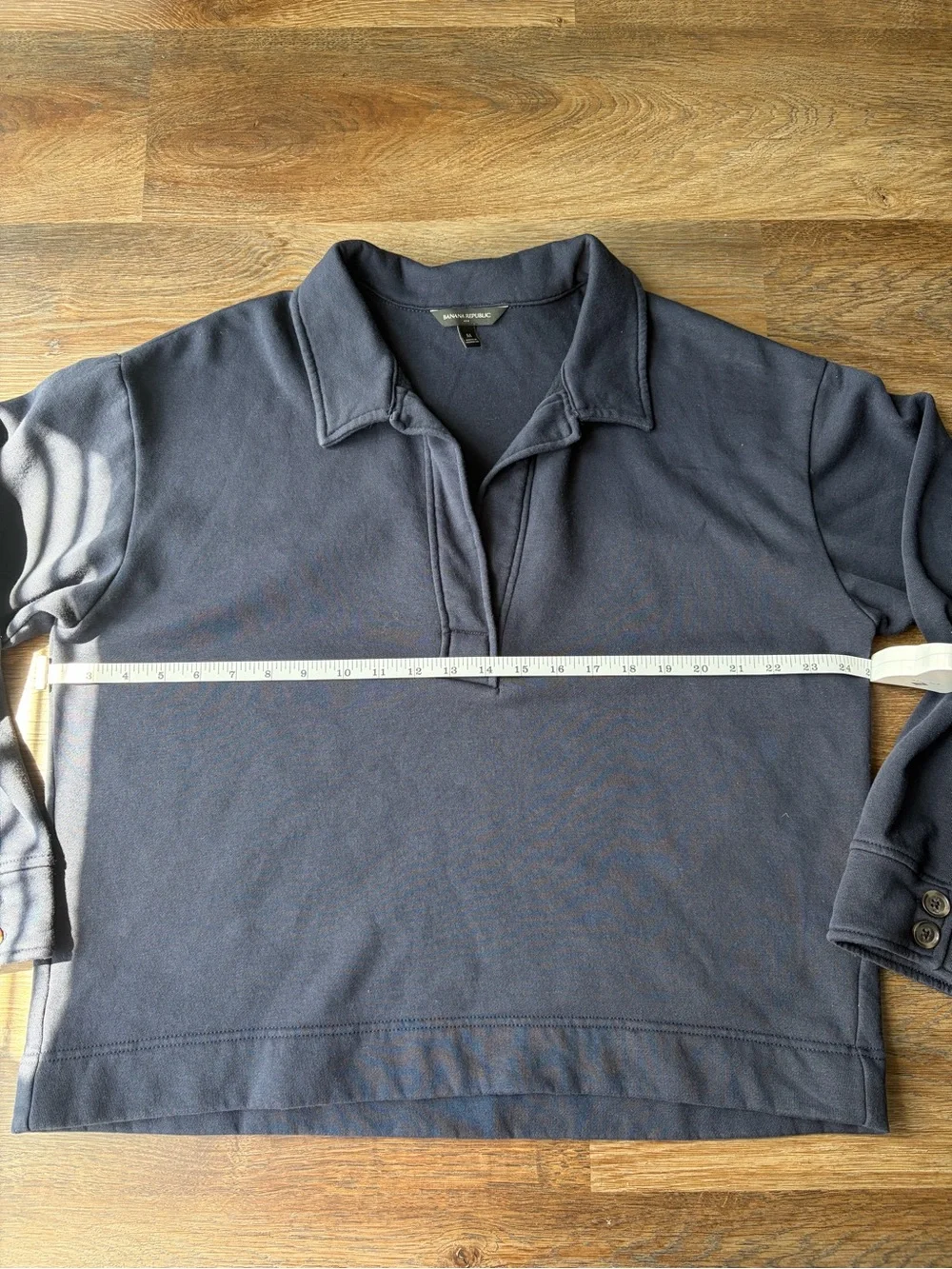 Banana Republic Men's Navy Long Sleeve Polo Sweatshirt